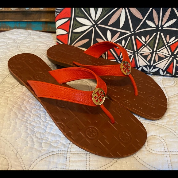 Tory Burch Shoes - NIB TORY BURCH THORA Leather Thong Sandal 8 Orange